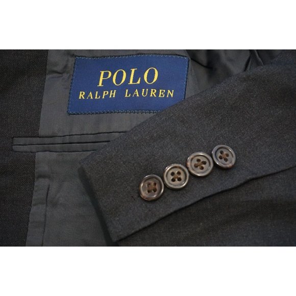 Polo Ralph Lauren Current Solid Gray 100% Wool Sport Coat Jacket Sz 42L